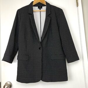 Jules & Leopold 3/4 Polka Dot Ponte Knit Blazer size L Black & White Career